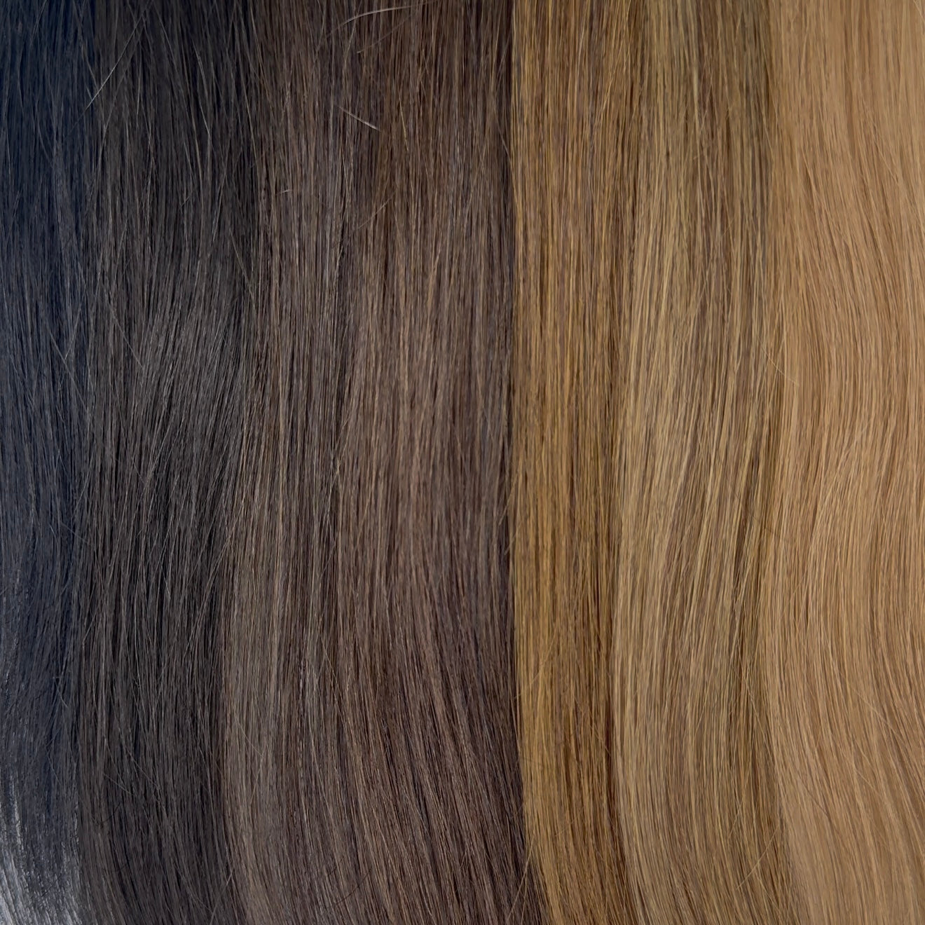 Showing VELVEE DIY hair extension kit colors in brown hair extensions.