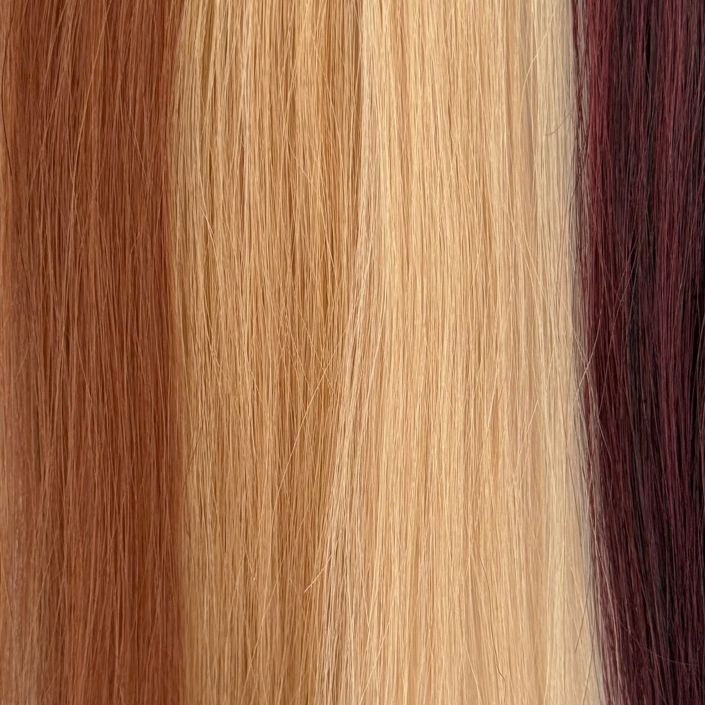 Showing VELVEE DIY hair extension kit colors in red hair extensions.
