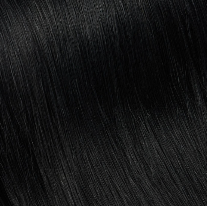 VELVEE tape in hair extensions swatch in black hair extensions color
