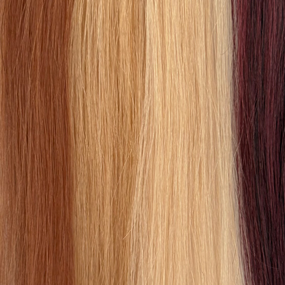 Showing VELVEE DIY hair extension kit colors in red hair extensions.